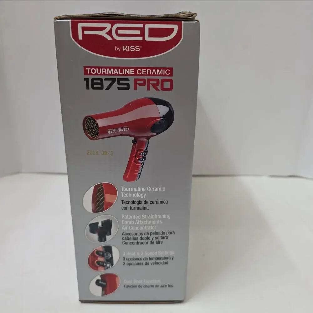 KISS 1875 Watt Pro Tourmaline Ceramic Styling Edition Hair Dryer, 5 Pieces